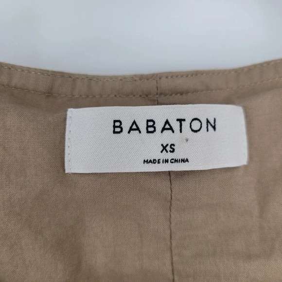 Aritzia Babaton True wrap Dress cotton sleeveless ruffle khaki tan Size XSmall - Picture 3 of 4